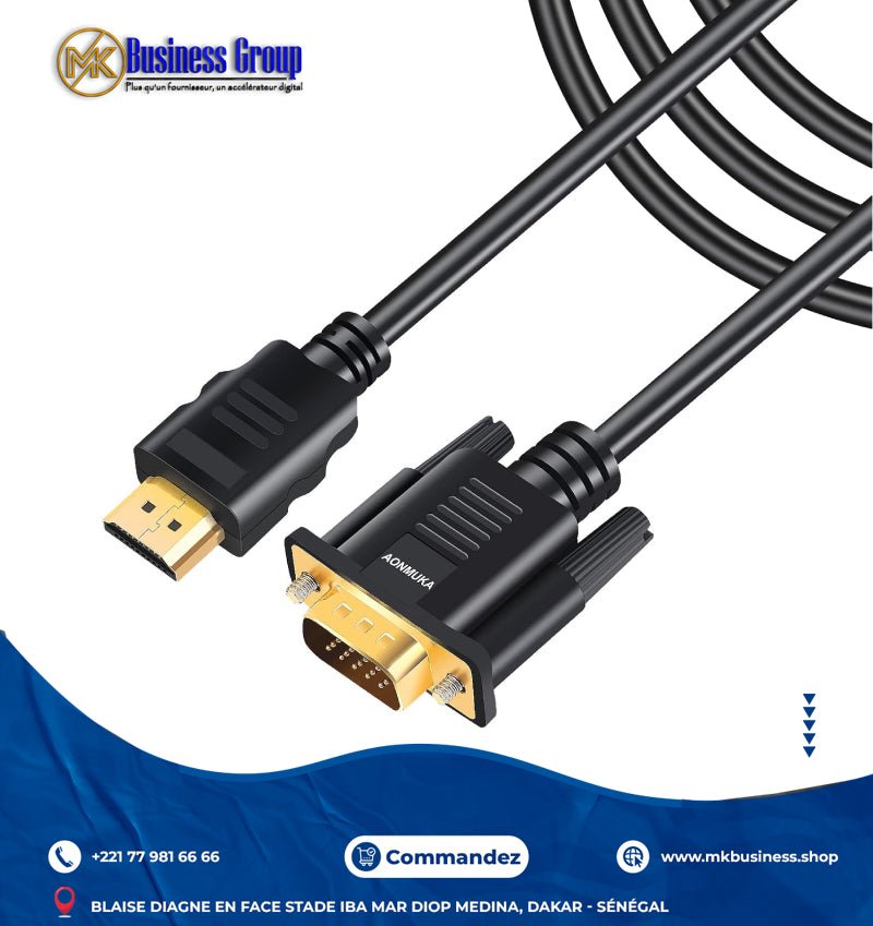 IMG-9154 Câble HDMI (F) vers VGA (M) – 1,8 m – Image 1